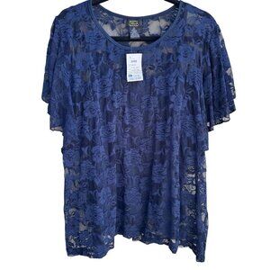 Shannon Ford Womens Lace Lined‎ Boho Flutter Sleeve Party Formal Blouse New 3X
